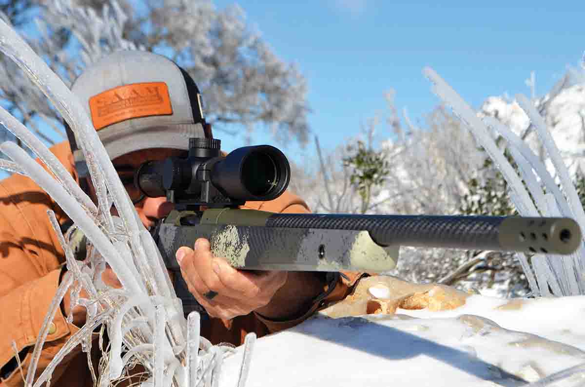 FTW guide and shooting instructor Efren Hernandez, with the Springfield Armory Model 2020 Waypoint. The rifle actually seemed to like the conditions – if its fine performance is any measure.
